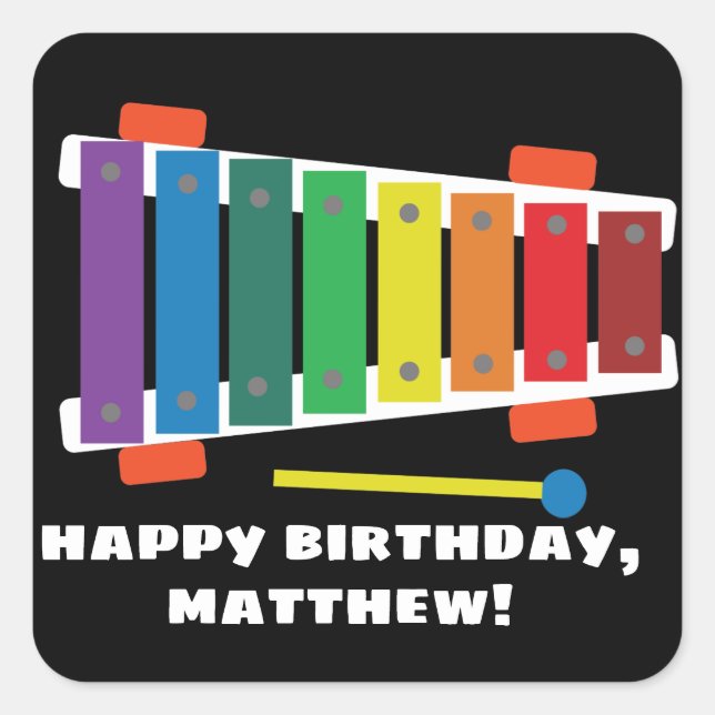 Rainbow Xylophone Classic Toy Personalisiert Stick Quadratischer Aufkleber (Vorderseite)