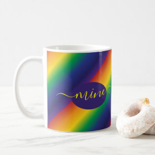Rainbow Yellow Lila Typografie Kaffeetasse