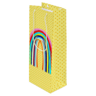 RAINBOW YELLOW POLKA DOTS GESCHENKTÜTE FÜR WEINFLASCHEN