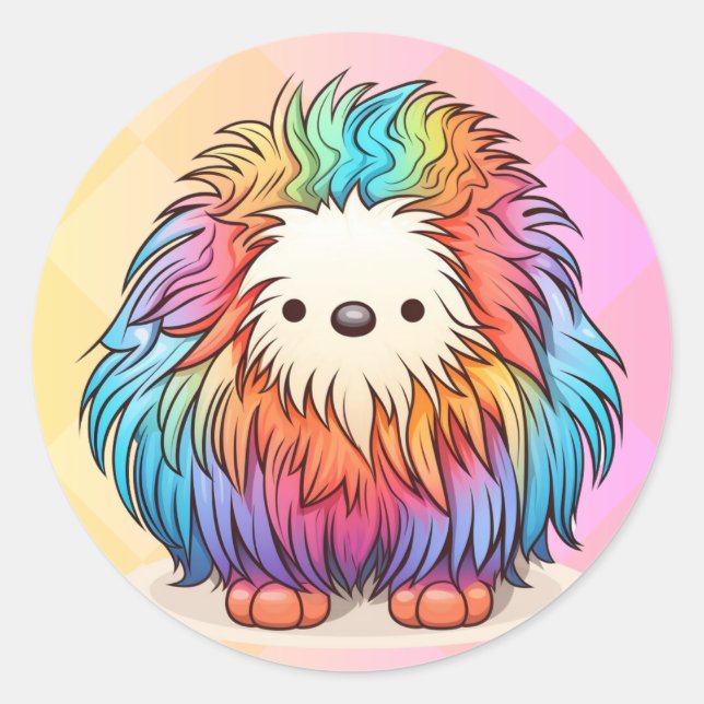 Rainbow Yeti Round Aufkleber (Vorderseite)