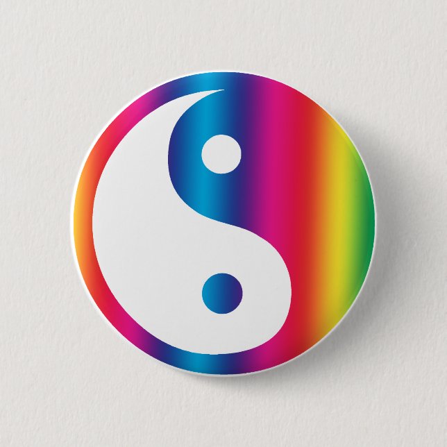 Rainbow Yin Yang Button (Vorderseite)