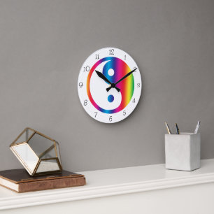 Rainbow Yin Yang Round Clock Runde Wanduhr