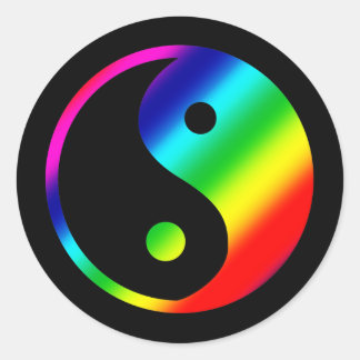 Rainbow Yin Yang Runder Aufkleber