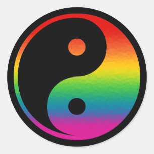 Rainbow Yin Yang Runder Aufkleber