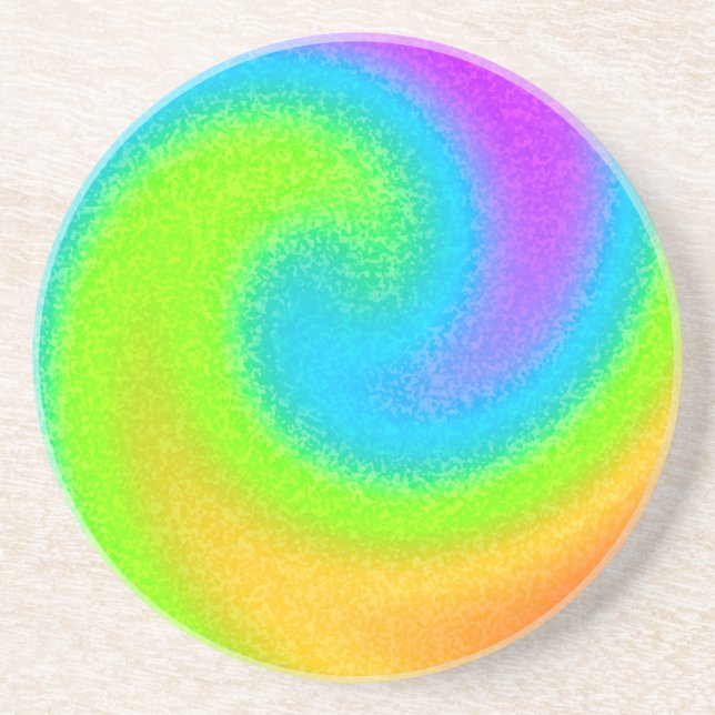 Rainbow Yin Yang Sandstone Untersetzer (Vorne)