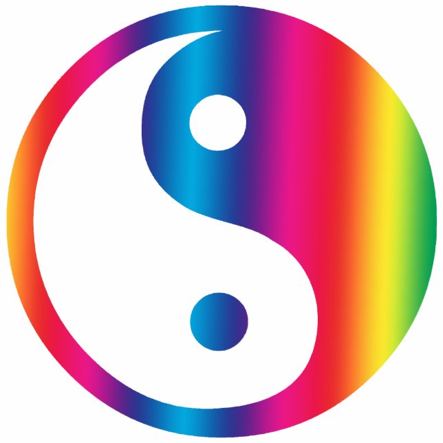Rainbow Yin Yang Symbol Fotoskulptur Ornament (Vorne)