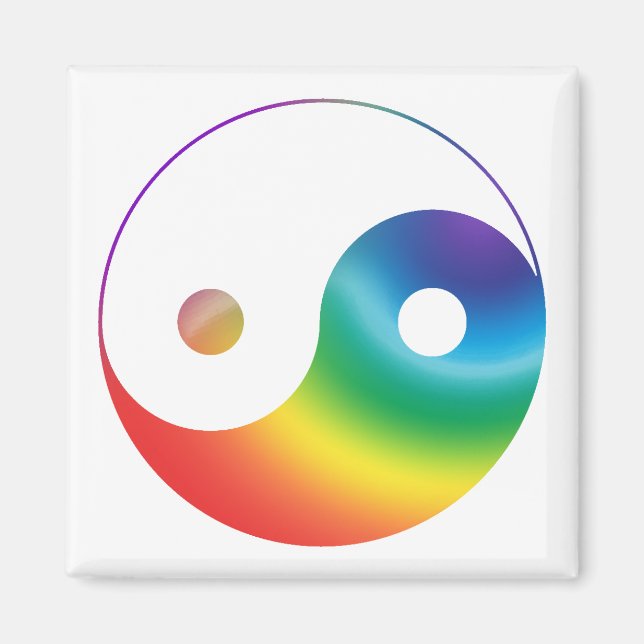 Rainbow Yin Yang Symbol Magnet (Vorne)