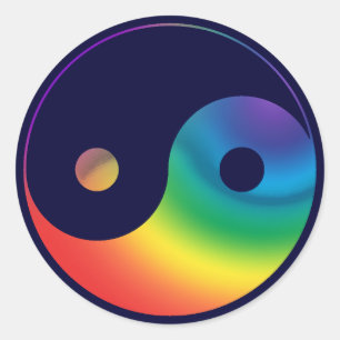 Rainbow Yin Yang Symbol Runder Aufkleber