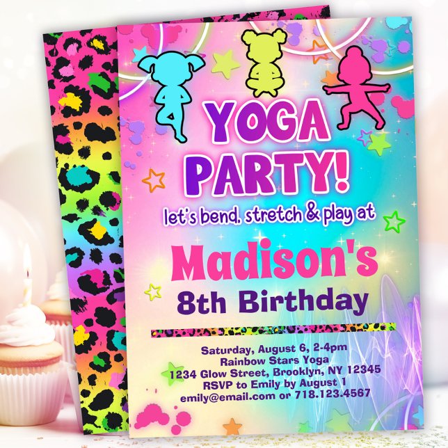 Rainbow Yoga Geburtstagsparty Einladung (Von Creator hochgeladen)