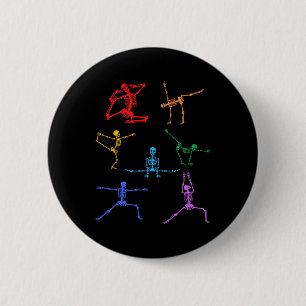 Rainbow Yoga Skeleton Übungsknochen Halloween Teil Button