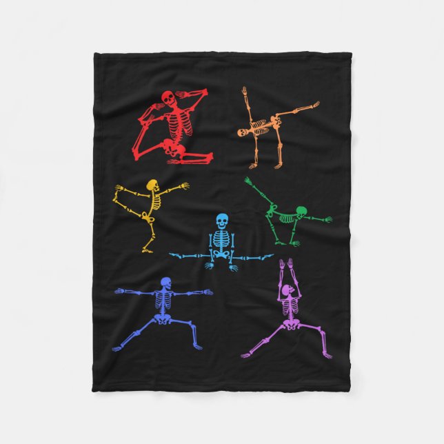Rainbow Yoga Skeleton Übungsknochen Halloween Teil Fleecedecke (Vorderseite)