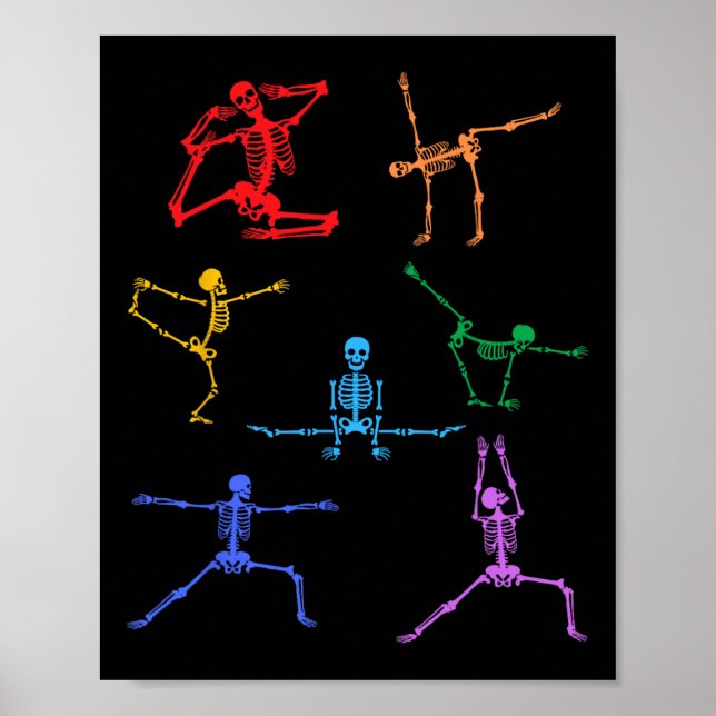 Rainbow Yoga Skeleton Übungsknochen Halloween Teil Poster (Vorne)