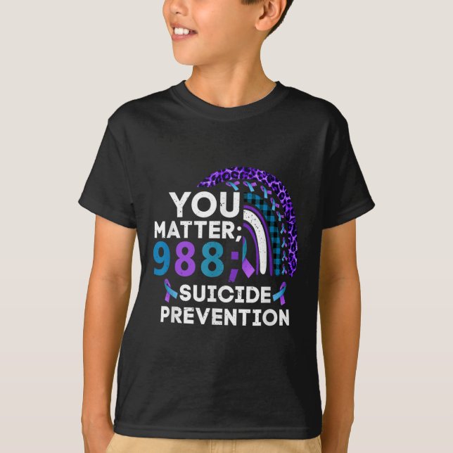 Rainbow You 988 Suicide Prevention Awareness Ribbo T-Shirt (Vorderseite)