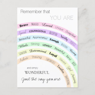 Rainbow you are wonderful positivity inspirational postkarte