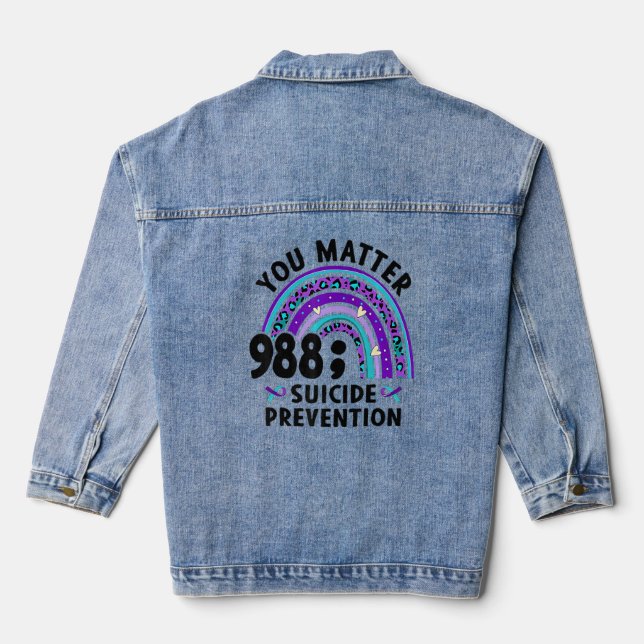 Rainbow You Matter 988 Suicide Prevention Awarenes Jeansjacke (Rückseite)
