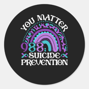 Rainbow You Matter 988 Suicide Prevention Awarenes Runder Aufkleber