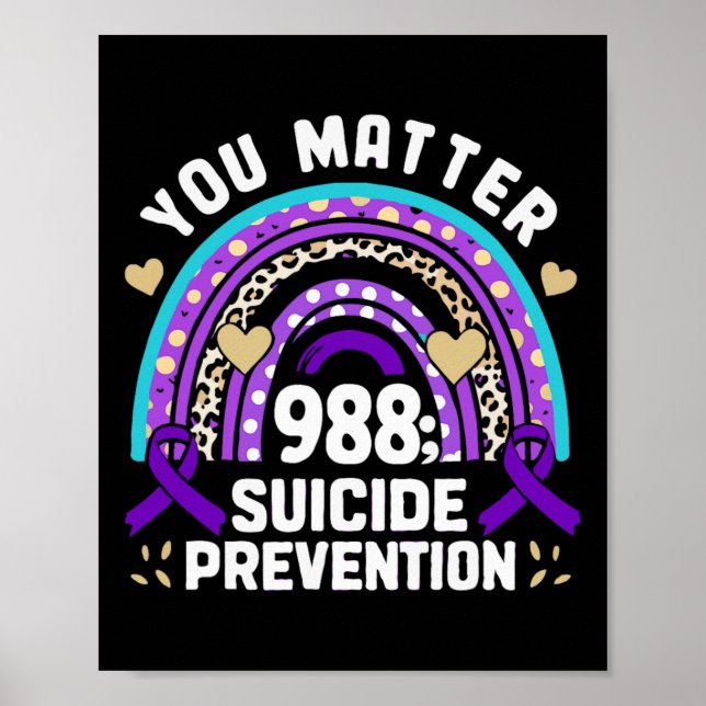 Rainbow You Problem 988 Suizidprävention Awarene Poster (Vorne)