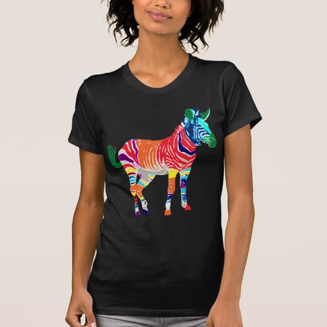 Rainbow Zebra Animals Mit Monogramm Muster Party T-Shirt (Vorderseite)