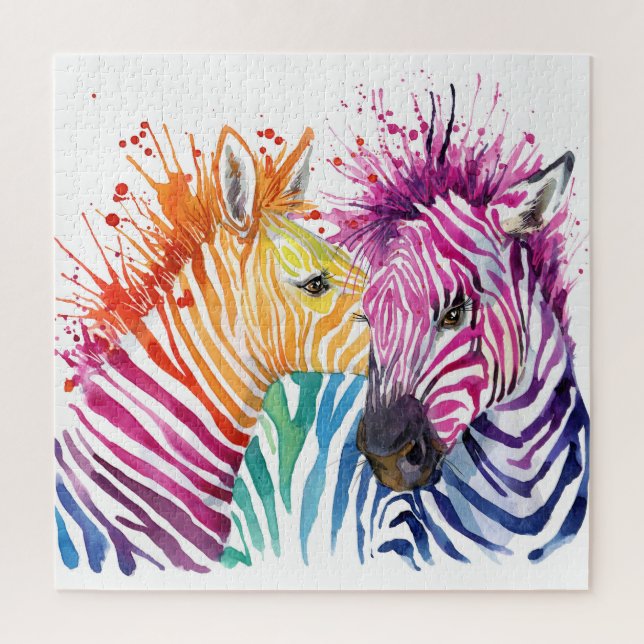 Rainbow zebra, Aquarellbilder. Puzzle (Vertikal)