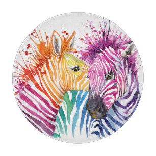 Rainbow zebra, Aquarellbilder. Schneidebrett