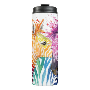 Rainbow zebra, Aquarellbilder. Thermosbecher