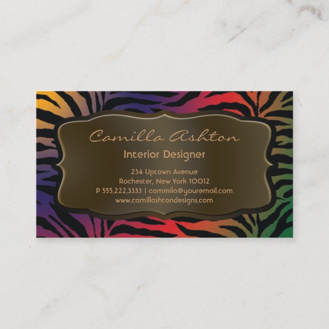 Rainbow Zebra Business Cards Visitenkarte (Vorderseite)