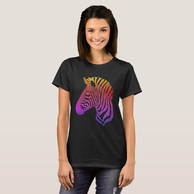 Rainbow Zebra Head T-Shirt (Vorne ganz)