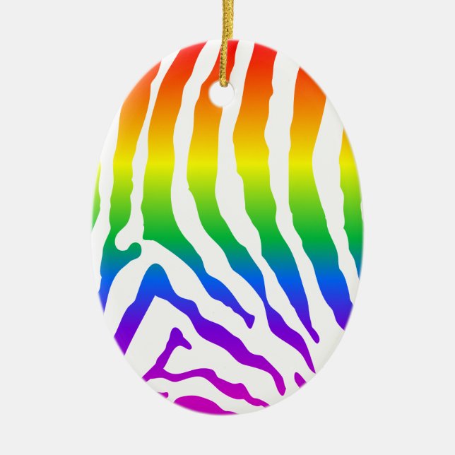 Rainbow Zebra Pattern Keramik Ornament (Vorne)