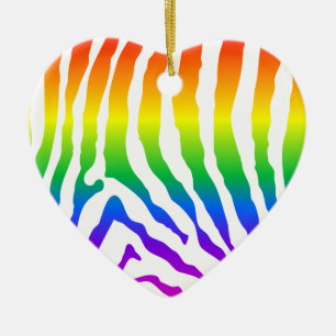 Rainbow Zebra Pattern Keramik Ornament