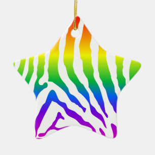 Rainbow Zebra Pattern Keramikornament