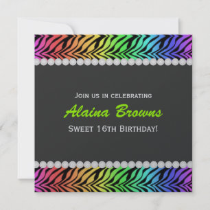 Rainbow Zebra & Pearl zum Geburtstag Einladung