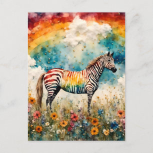 Rainbow Zebra Postkarte