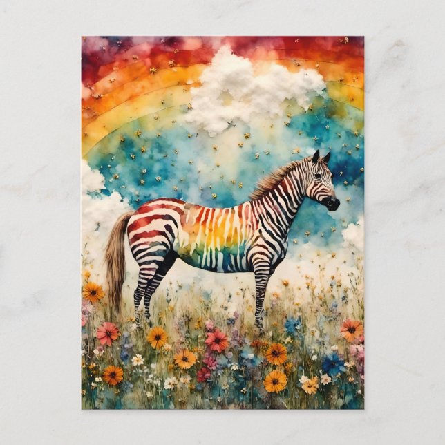 Rainbow Zebra Postkarte (Vorderseite)