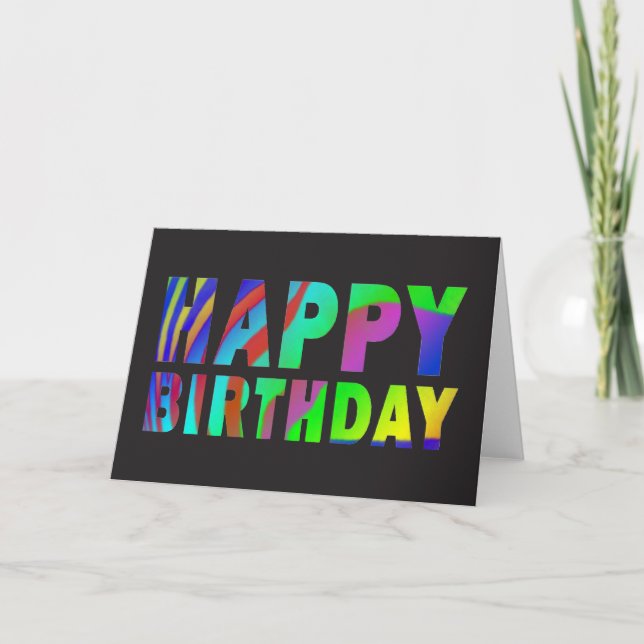 Rainbow Zebra Print Birthday Card Karte (Vorderseite)