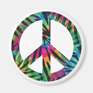 Rainbow Zebra Print Gefärbte Krawatte Peace Sign M Magnet