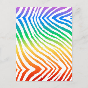 Rainbow Zebra Print Postkarte