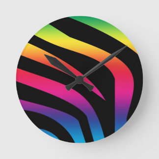 Rainbow Zebra Runde Wanduhr