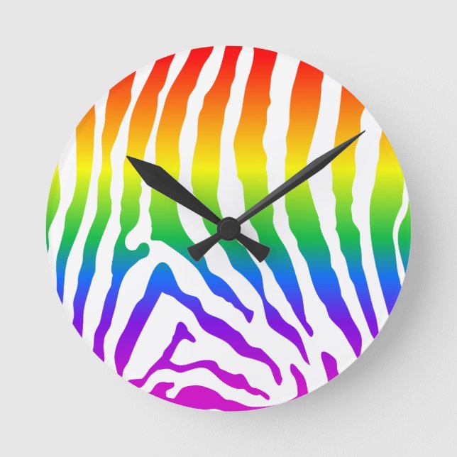 Rainbow Zebra Runde Wanduhr (Vorderseite)
