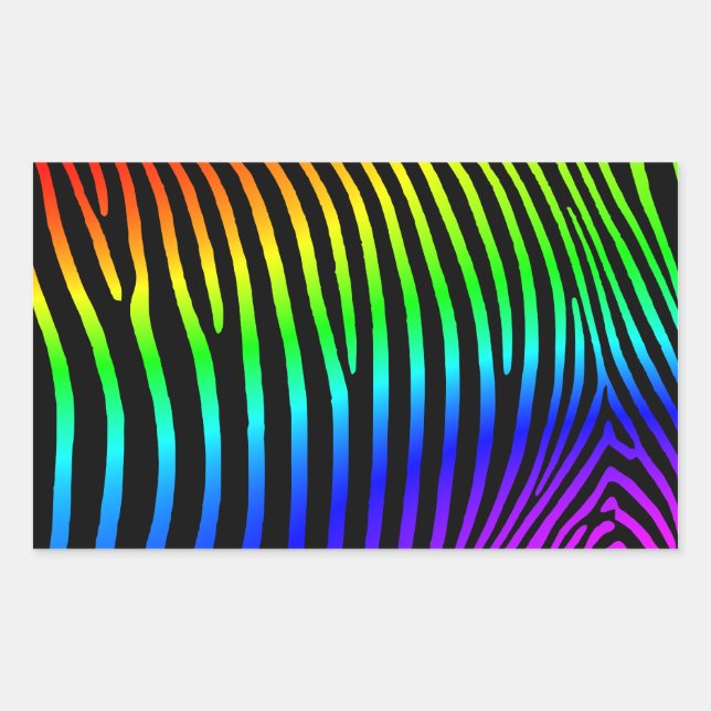Rainbow Zebra Stripes Rechteckiger Aufkleber (Vorderseite)