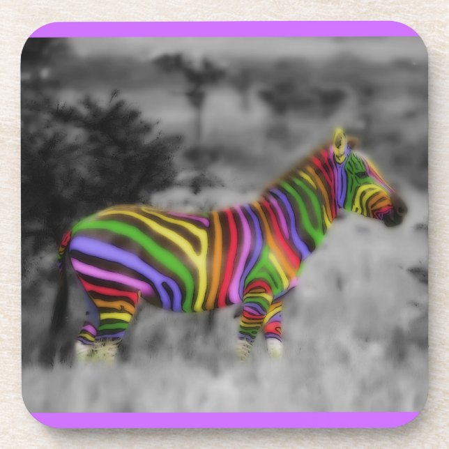 Rainbow Zebra Untersetzer (Vorderseite)