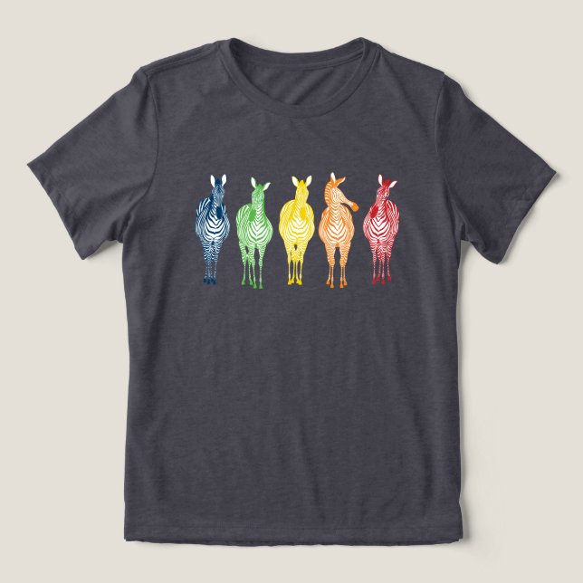 Rainbow Zebras | Zeige deine Streifen! Personalisi Tri-Blend Shirt (Design Vorderseite)
