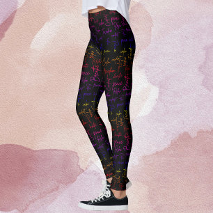Rainbow Zen Farbige Yoga Meditation Worte Leggings