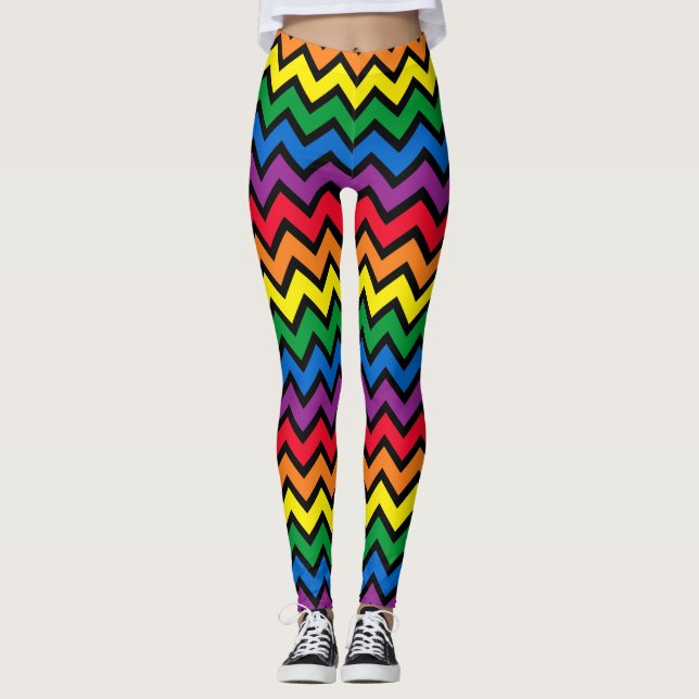 Rainbow Zickzack Black Leggings (Vorderseite)
