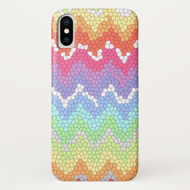 Rainbow Zickzack Hartglas Farblich Abstrakt Case-Mate iPhone Hülle (Rückseite)