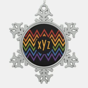Rainbow Zickzack Pattern Sonderschmuck Schneeflocken Zinn-Ornament