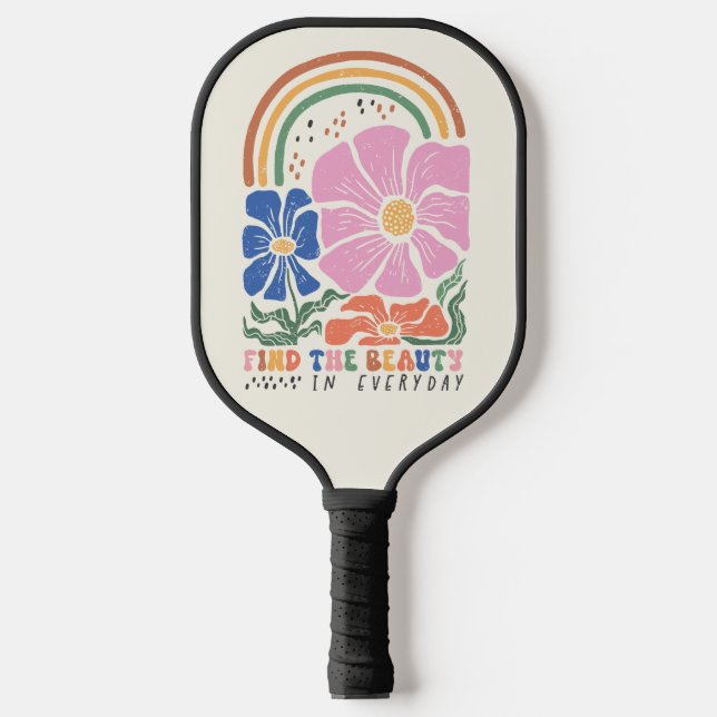Rainbow-Zitat für Retro-Boho Pickleball Schläger (Vorderseite)