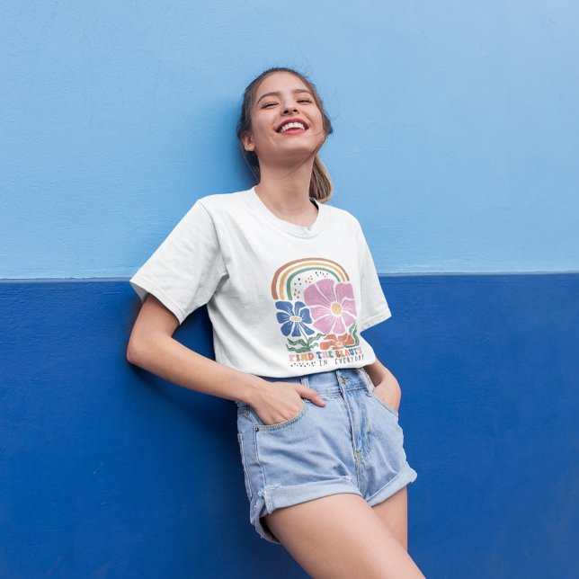 Rainbow-Zitat für Retro-Boho T-Shirt (Von Creator hochgeladen)
