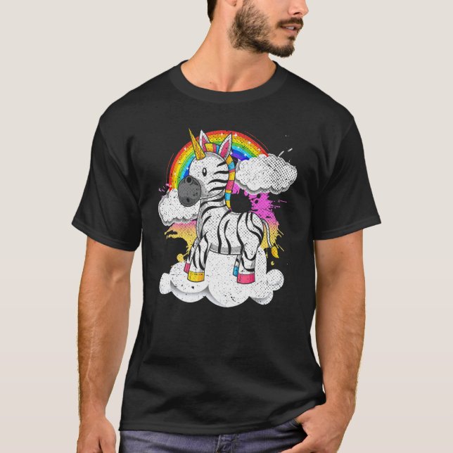 Rainbow Zoo Animal Fantasy Creature Zebracorn Zebr T-Shirt (Vorderseite)