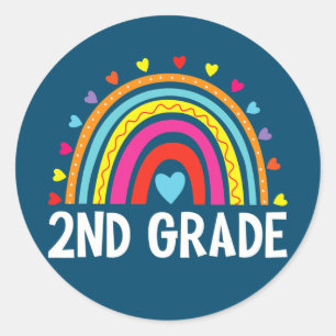 Rainbow Zurück zur zweiten Klasse des Schulteams Runder Aufkleber