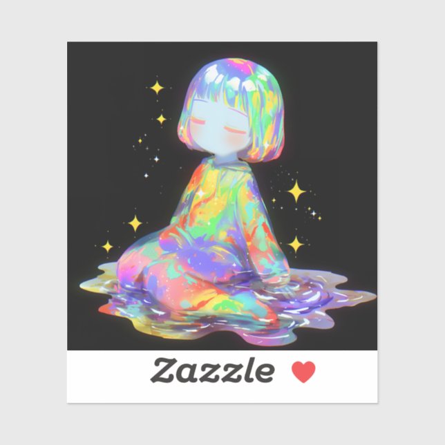 Rainbowcore Sleepy Chibi Drip Traum Aufkleber (Blatt)
